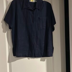 Navy blue small linen blouse by Edward